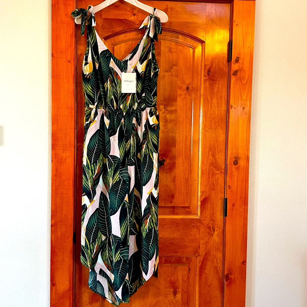 Sleeveless Floral Wide Leg Long Jumpsuit with Belt